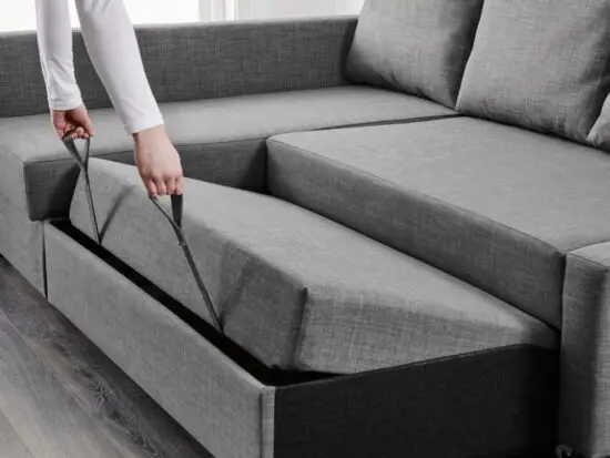 IKEA FRIHETEN corner sofa-bed with storage - Skiftebo dark grey