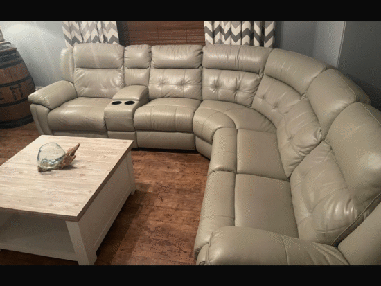 Lazy Boy, light grey, 6 piece power recliners corner sofa