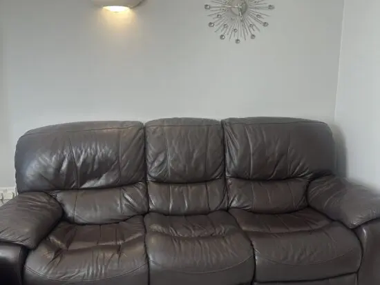 Harvey's Brown Leather Recliner Sofa Set – 2 x 3-Seaters, Great Condition