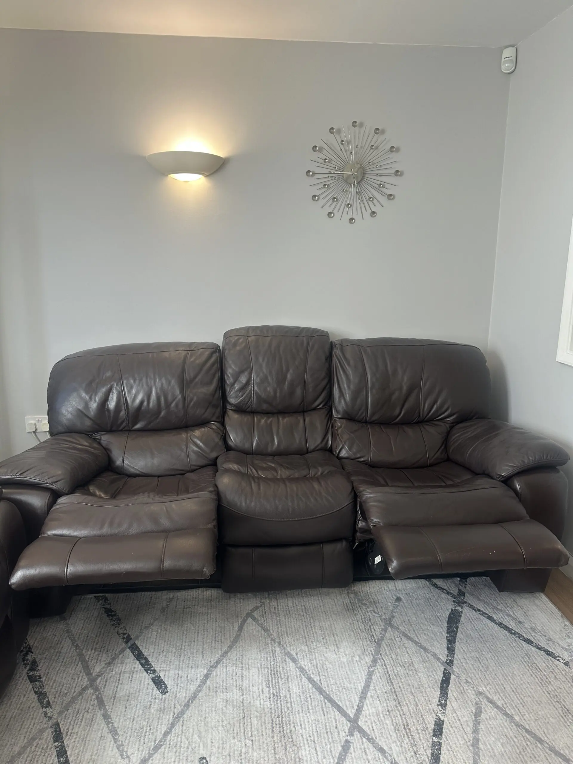 Harvey's Brown Leather Recliner Sofa Set – 2 x 3-Seaters, Great Condition