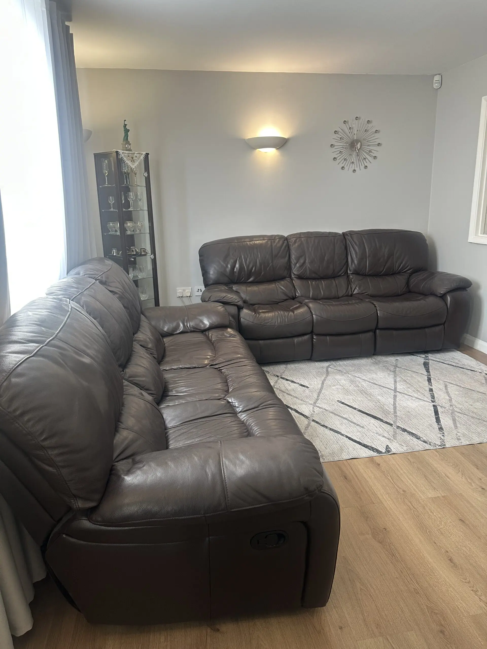 Harvey's Brown Leather Recliner Sofa Set – 2 x 3-Seaters, Great Condition