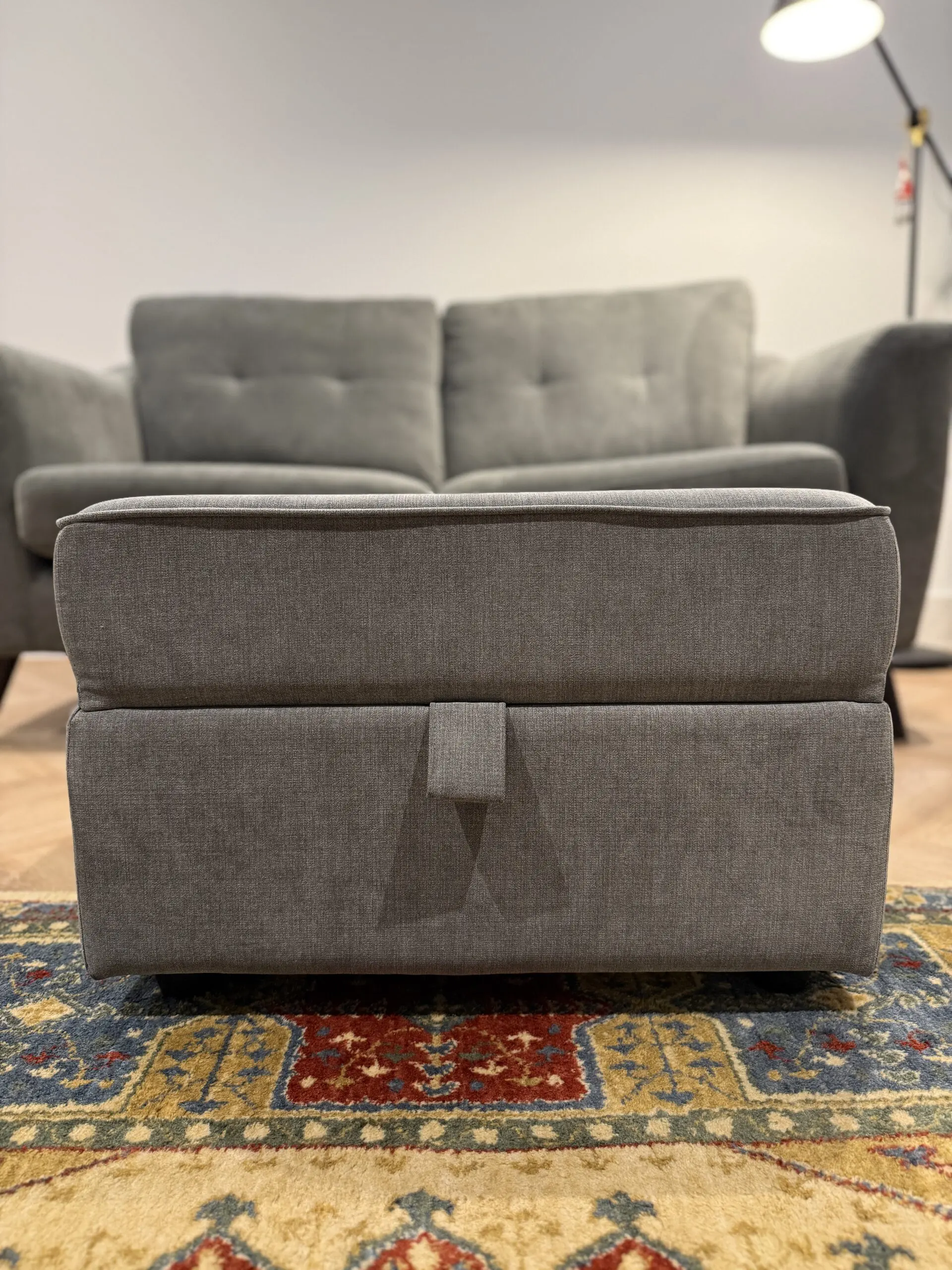 DFS Graphite Grey ALMA 2-seater Sofa, with accompanying Footstool