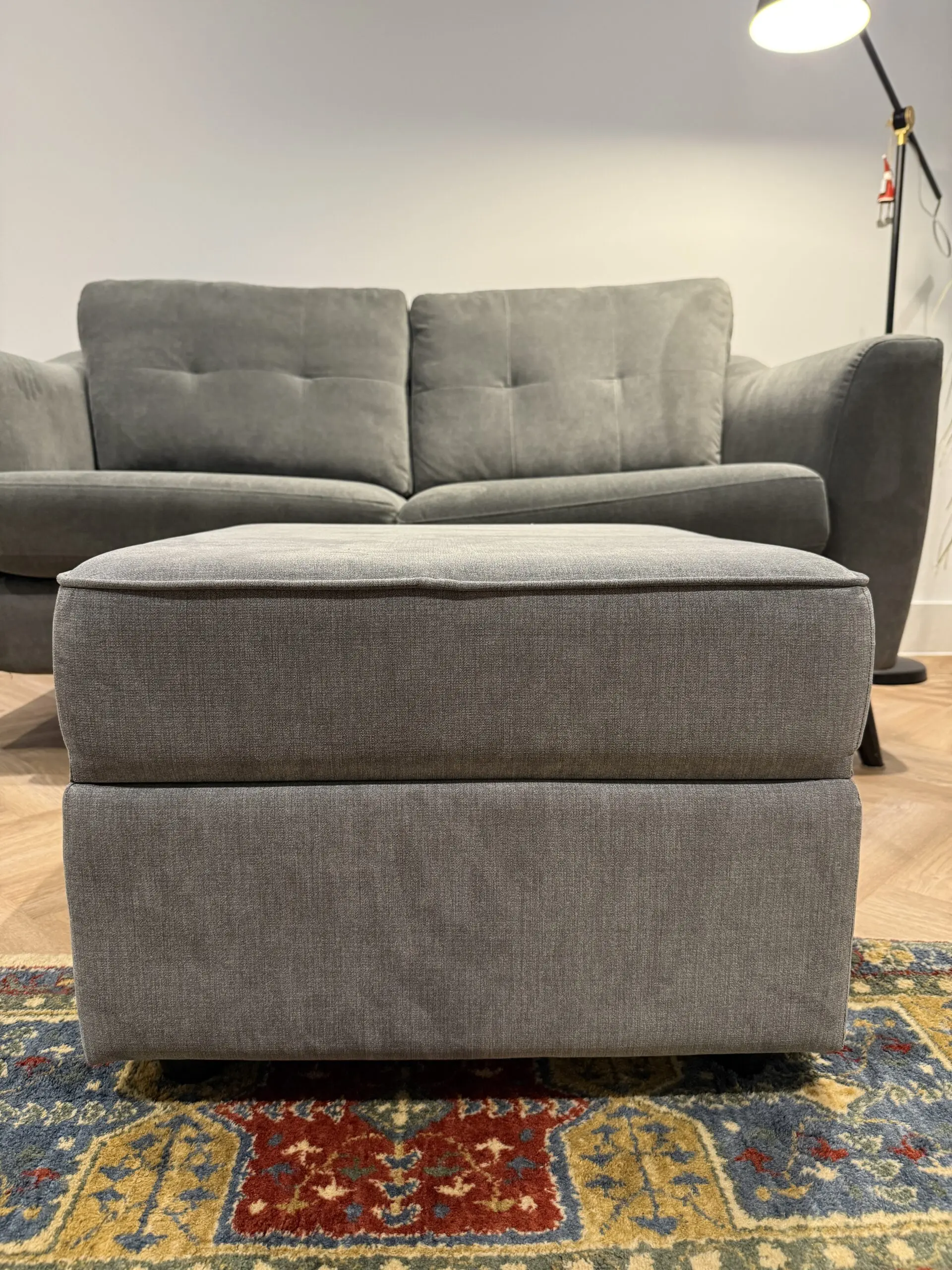 DFS Graphite Grey ALMA 2-seater Sofa, with accompanying Footstool