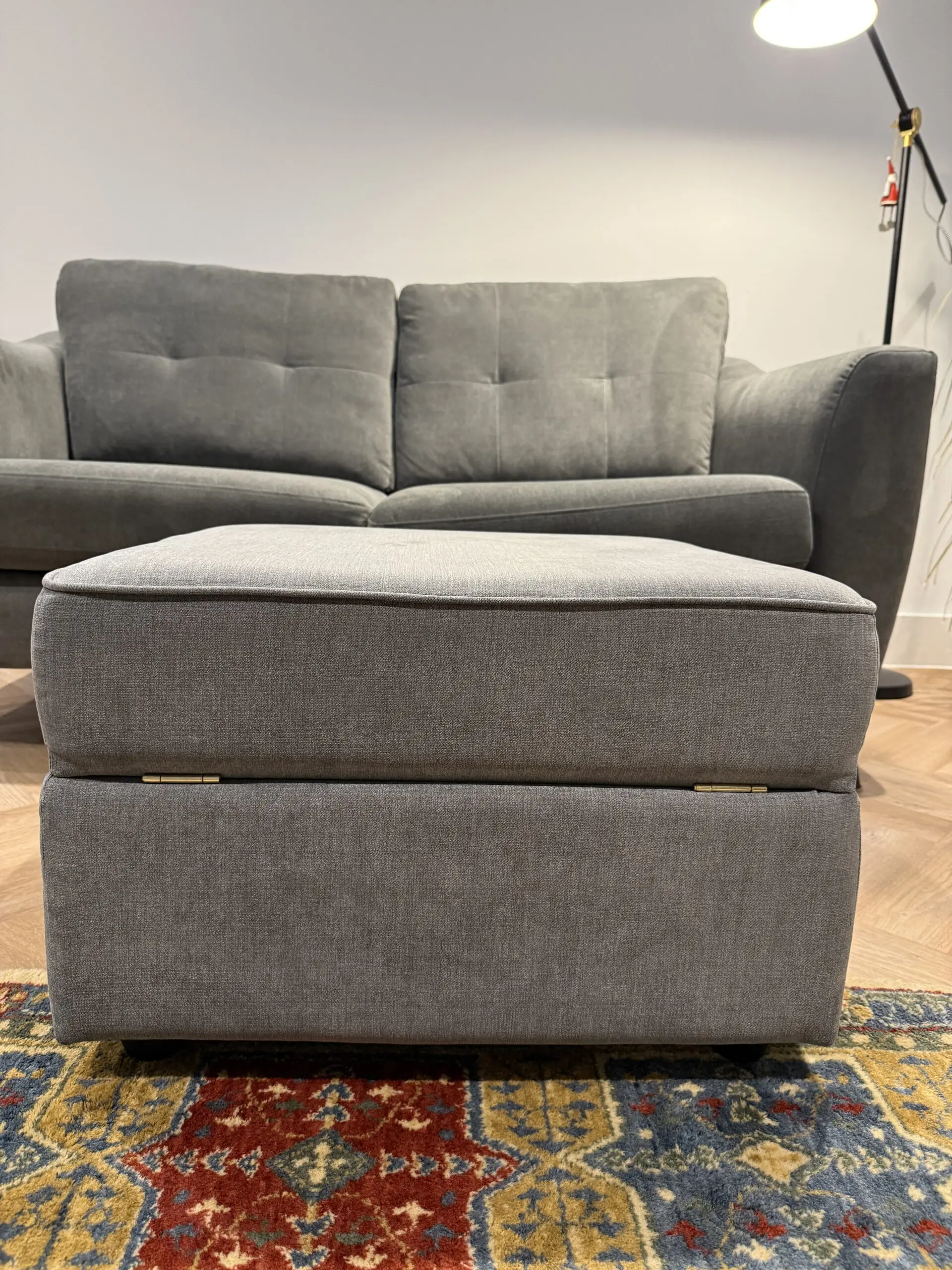DFS Graphite Grey ALMA 2-seater Sofa, with accompanying Footstool