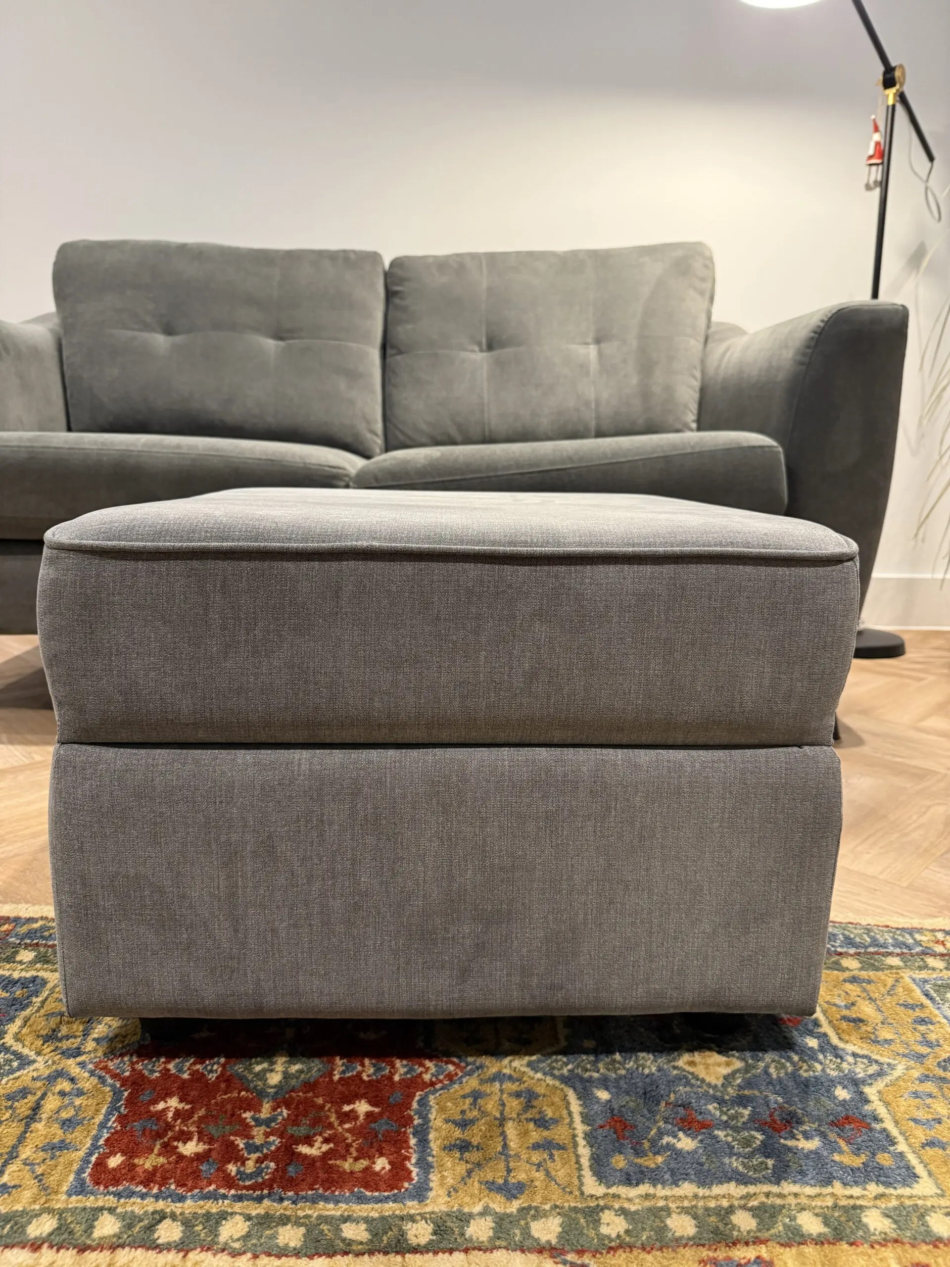 DFS Graphite Grey ALMA 2-seater Sofa, with accompanying Footstool