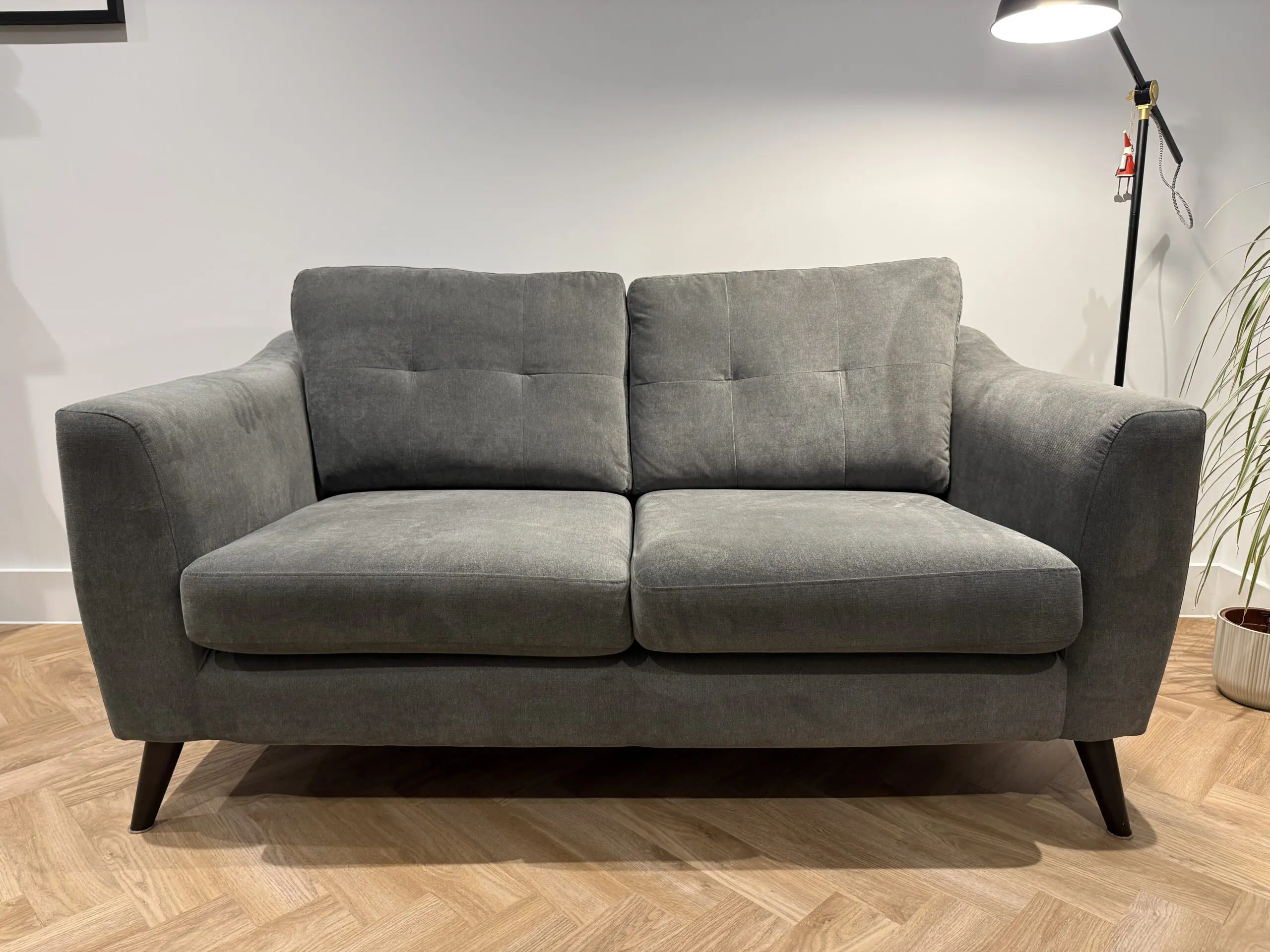DFS Graphite Grey ALMA 2-seater Sofa, with accompanying Footstool
