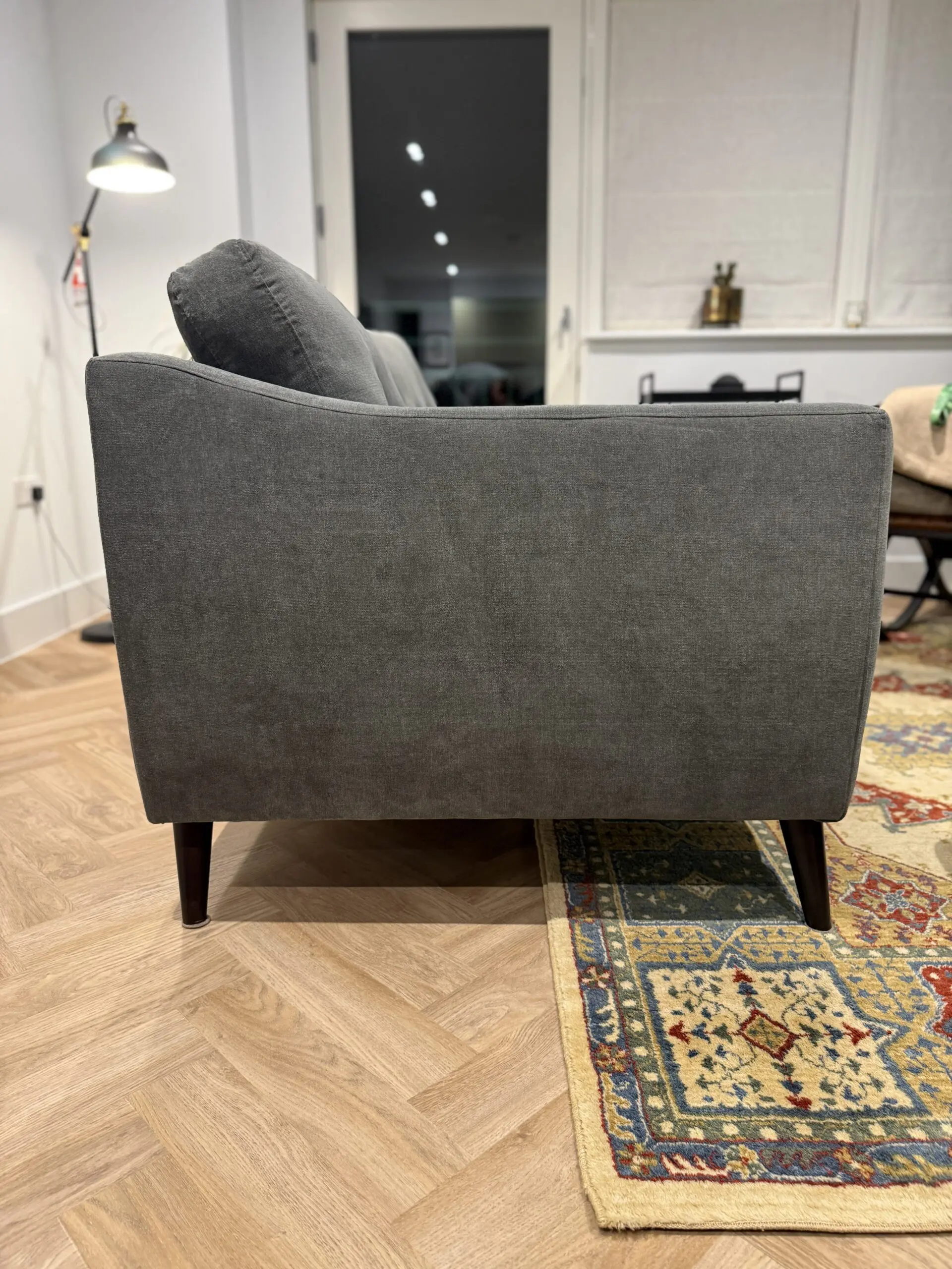 DFS Graphite Grey ALMA 2-seater Sofa, with accompanying Footstool