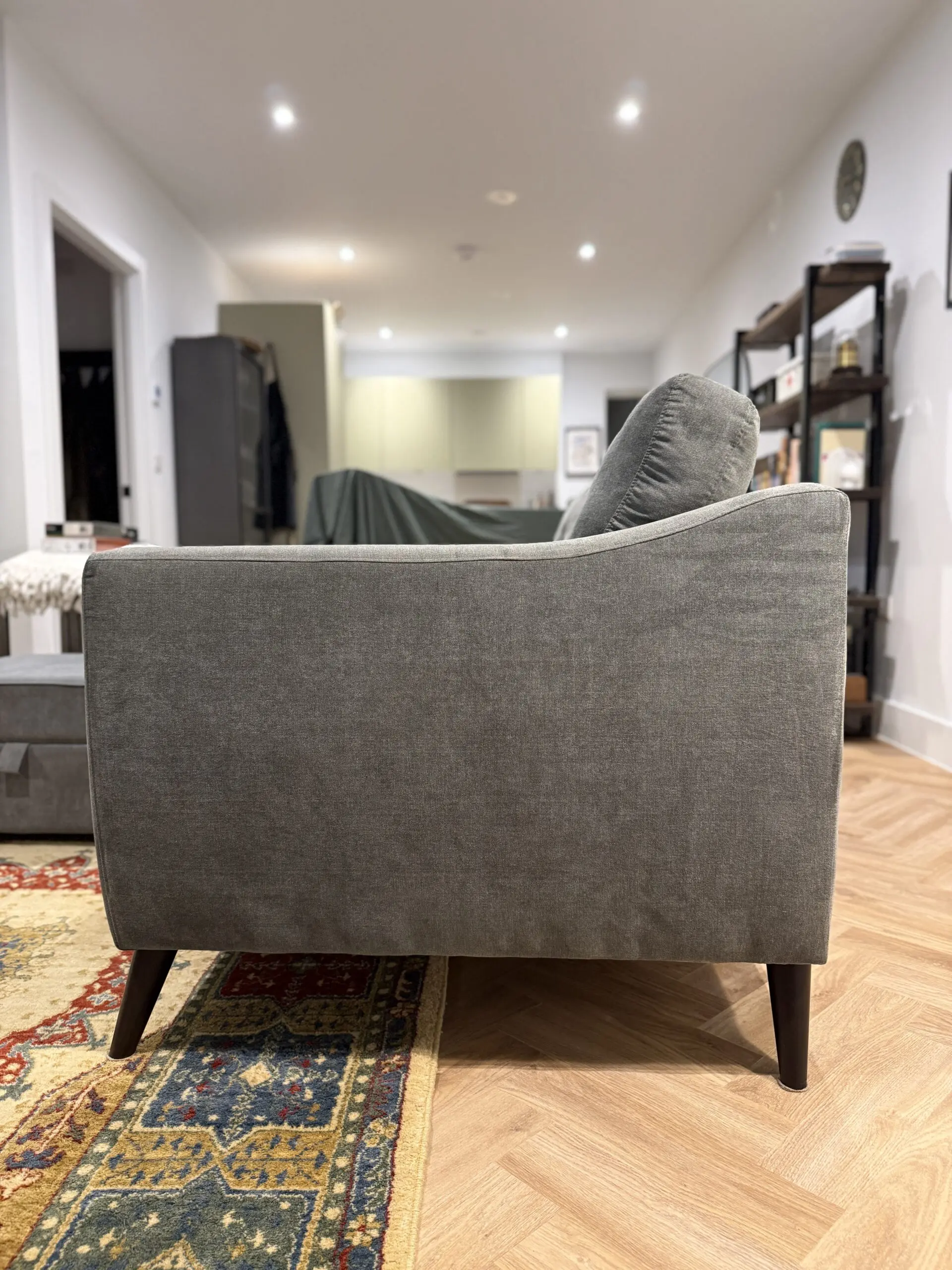 DFS Graphite Grey ALMA 2-seater Sofa, with accompanying Footstool