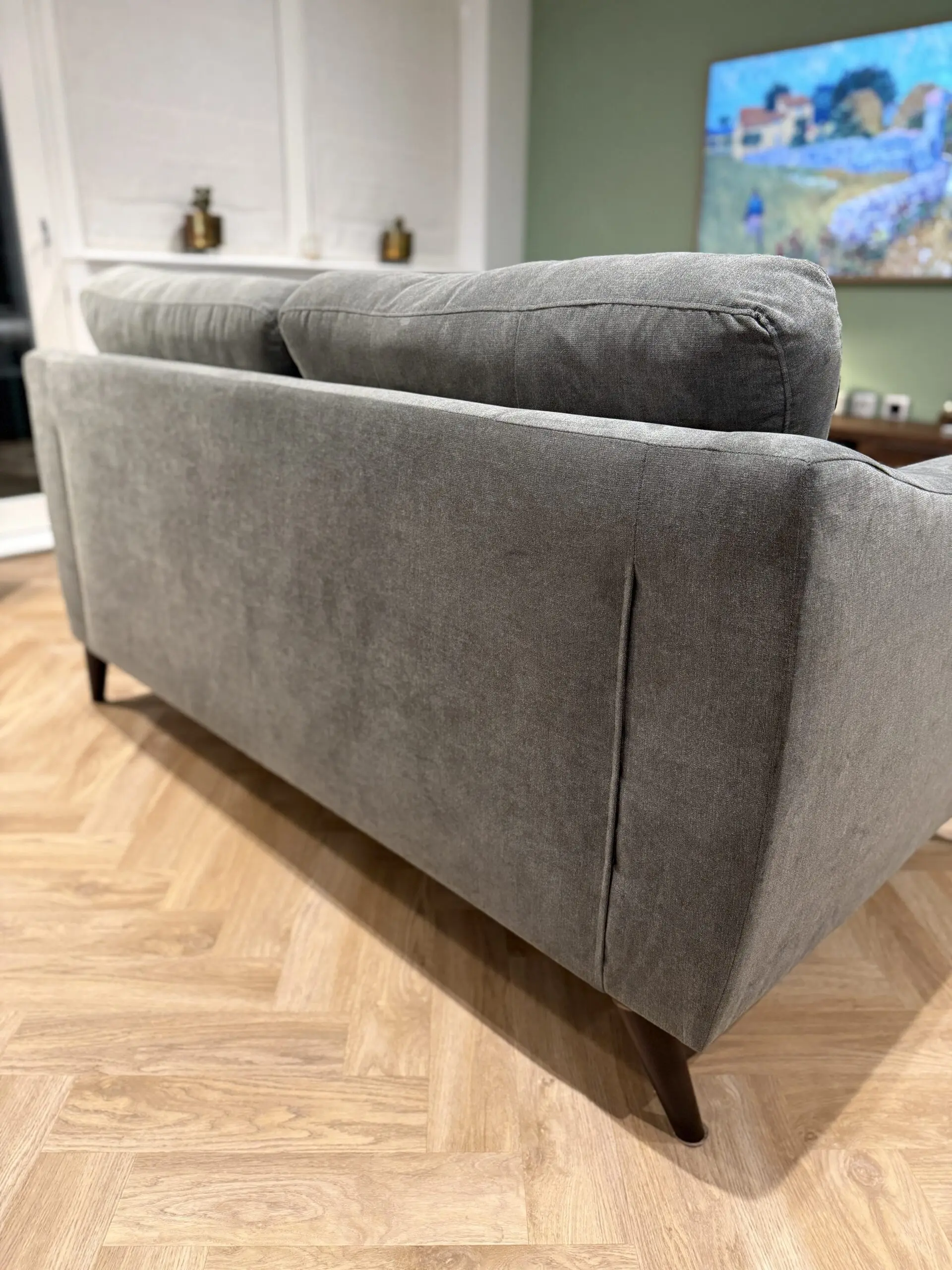 DFS Graphite Grey ALMA 2-seater Sofa, with accompanying Footstool