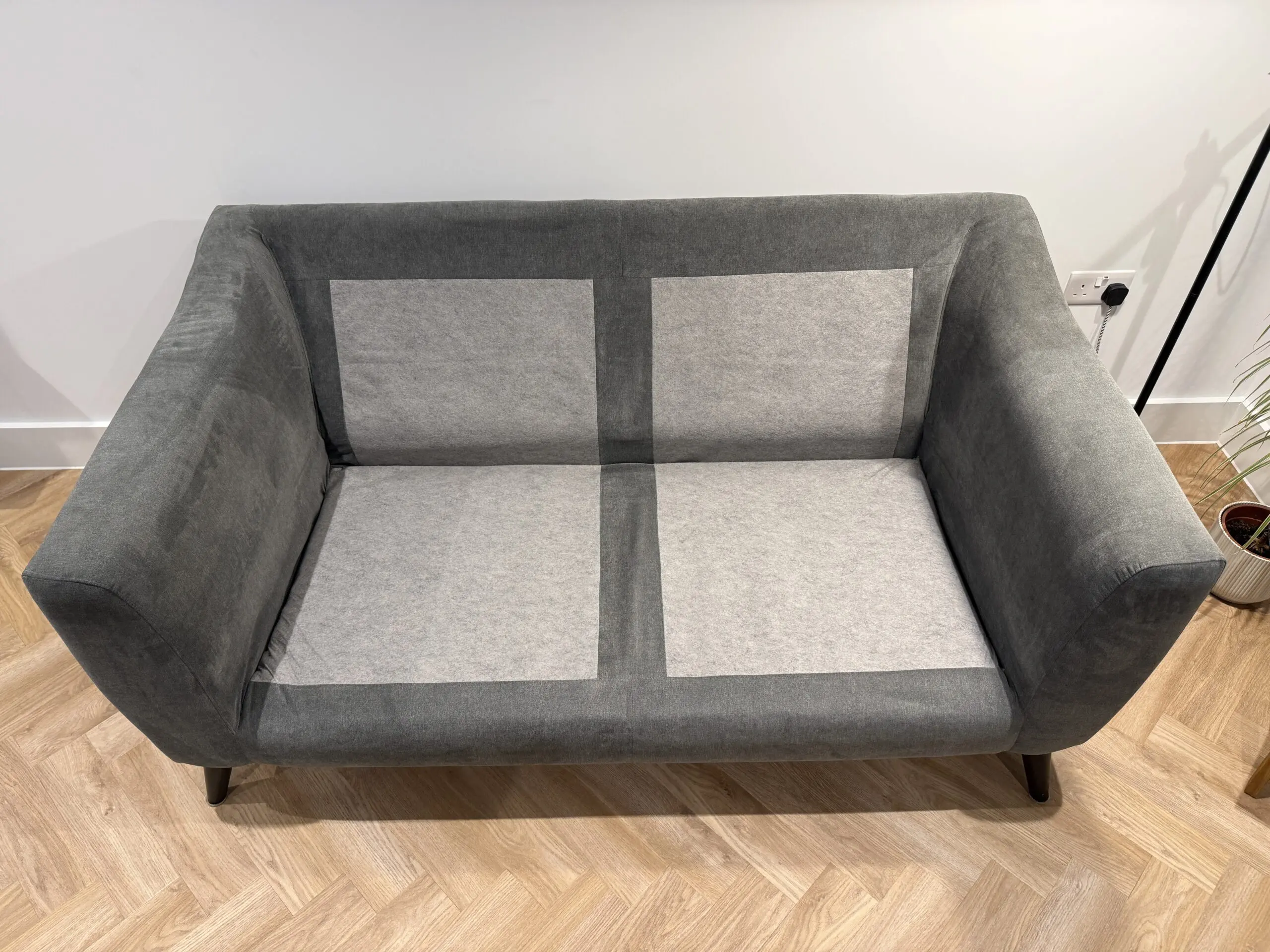 DFS Graphite Grey ALMA 2-seater Sofa, with accompanying Footstool