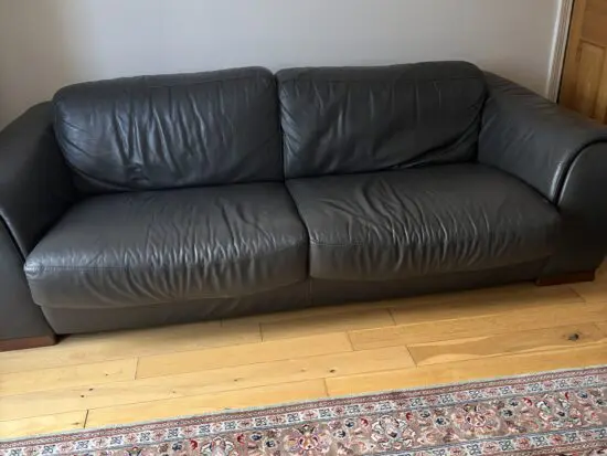 2x Italian leather Grey Sofas