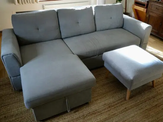 HOMCOM Linen-Look 'L' Storage Sofa Bed - Grey