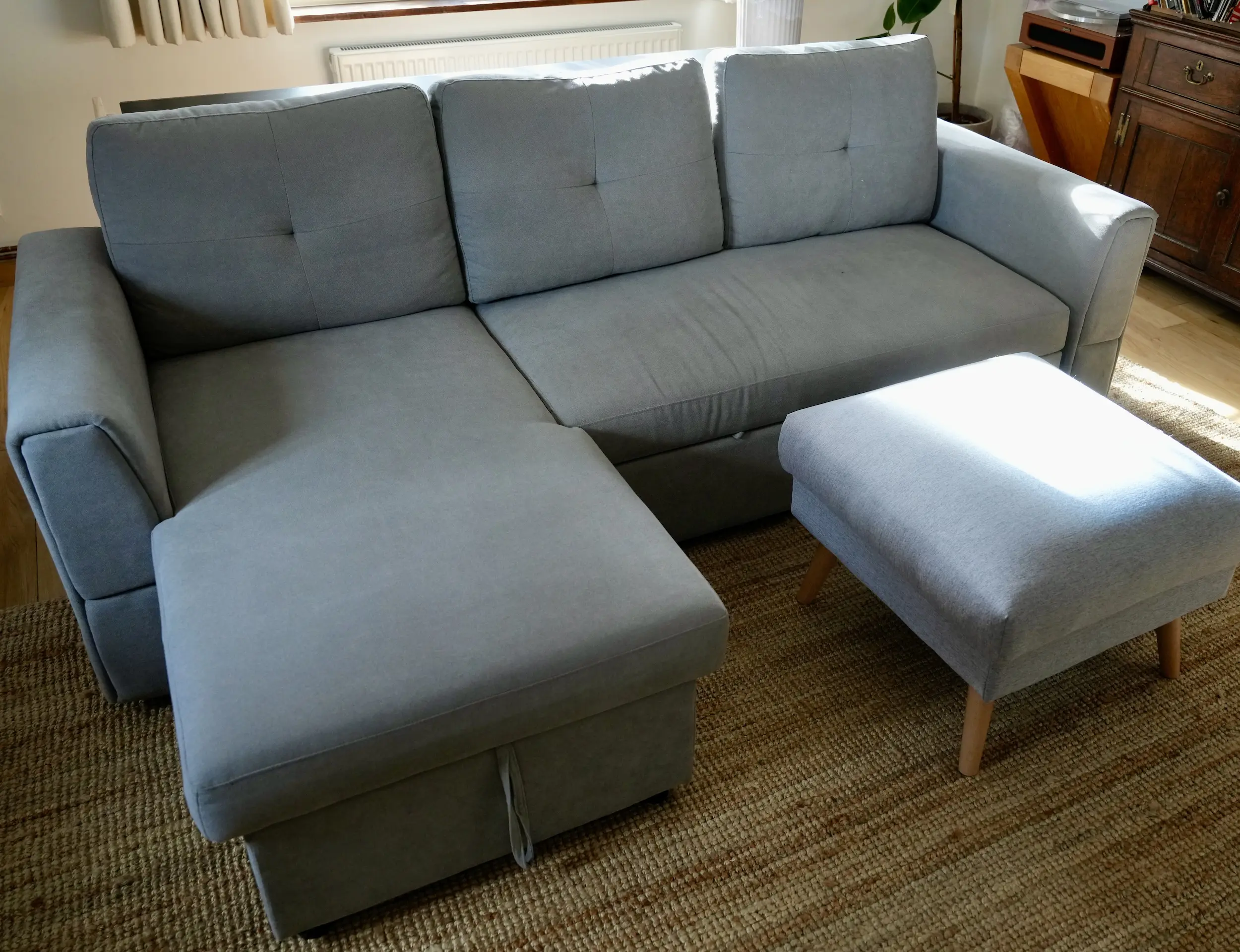 HOMCOM Linen-Look 'L' Storage Sofa Bed - Grey