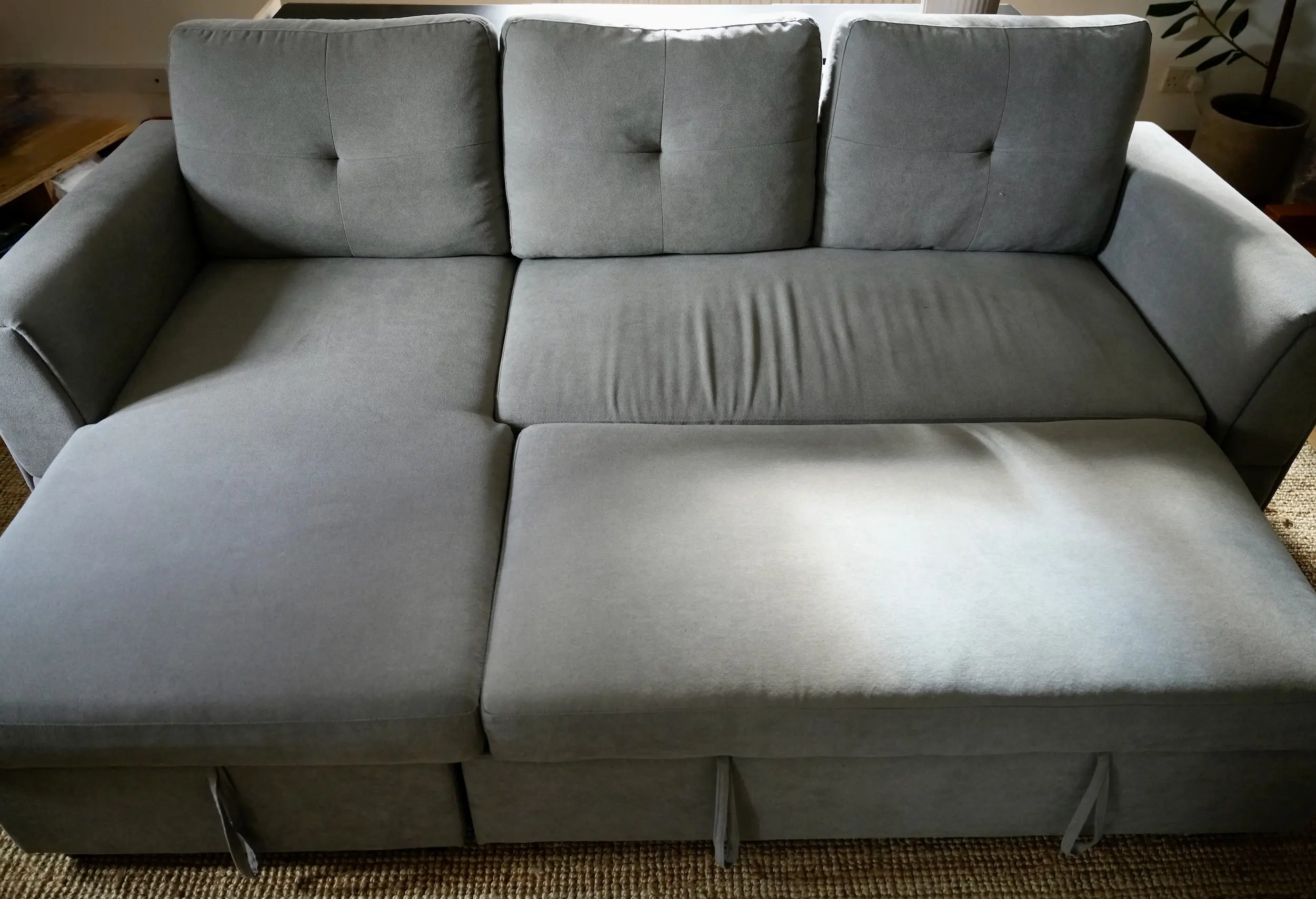HOMCOM Linen-Look 'L' Storage Sofa Bed - Grey