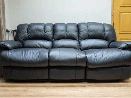 Black faux leather 3-seater recliner