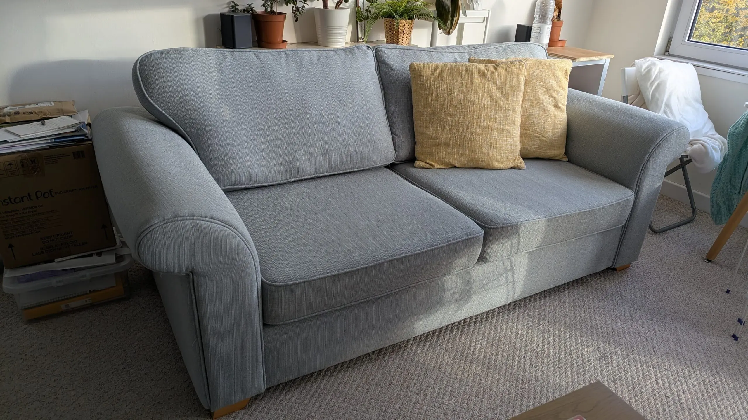 DFS Duck egg blue/grey 3 seater sofa bed - Excellent condition