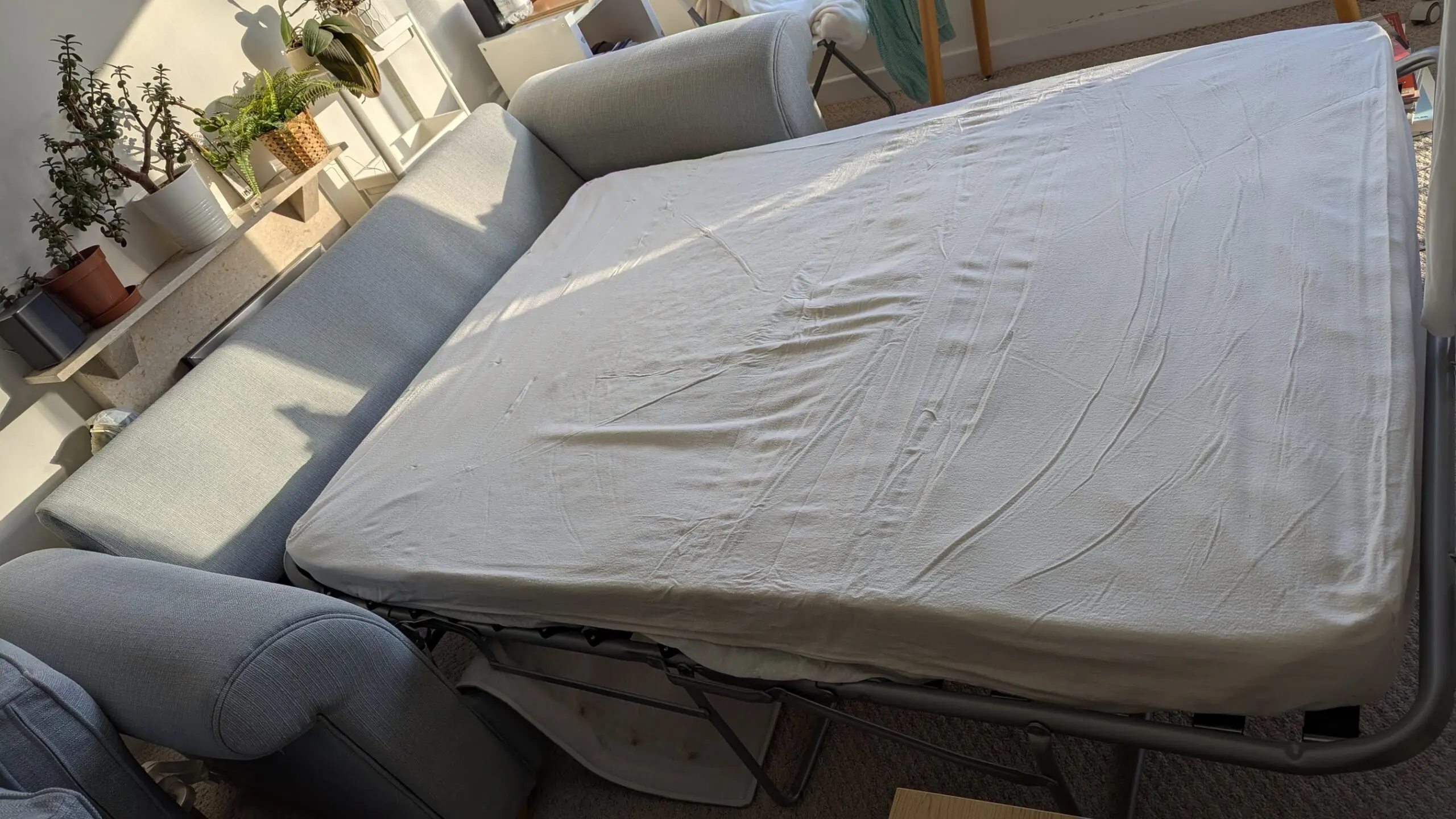 DFS Duck egg blue/grey 3 seater sofa bed - Excellent condition