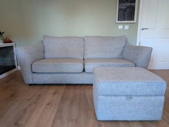 Next Home Light Grey Hepburn 3 Seater Sofa with Footstool