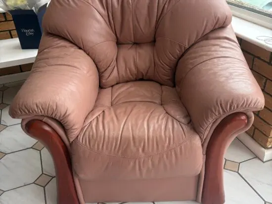Real Leather 3 seater sofa and 2 arm chairs