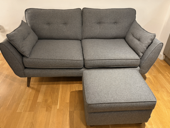 DFS French Connection Zinc Charcoal 3 Seater + Footstool