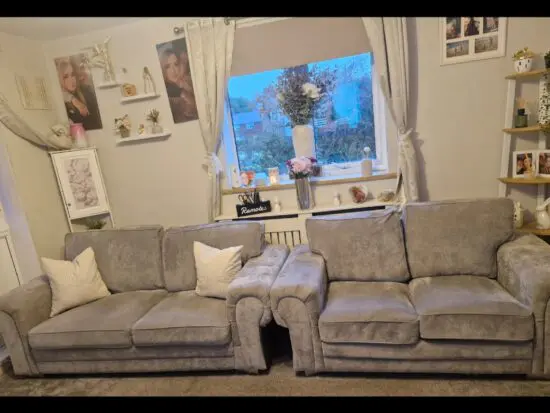 Verona High Back Grey Fabric 3 and 2 Seater Sofa set