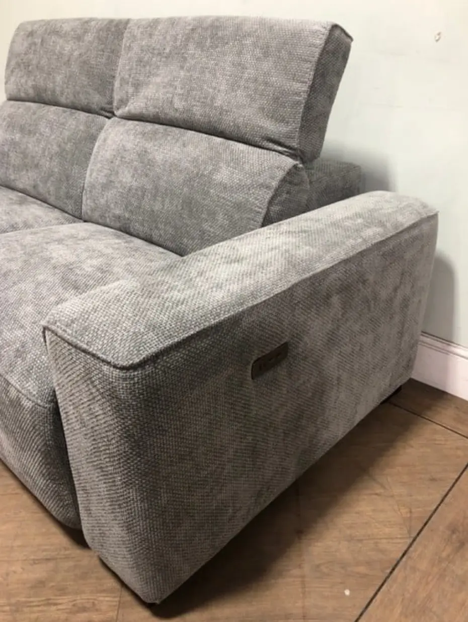 VENOSA 3 SEATER POWER RECLINER FABRIC SOFA IN GREY