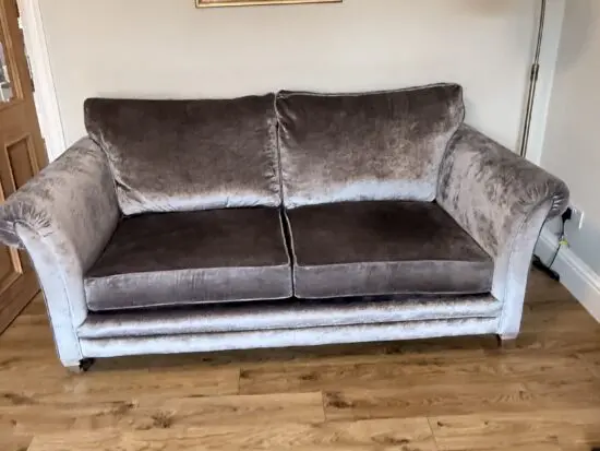 Alstons Lowry Royal Velvet 3 seater sofa in Charcoal Grey