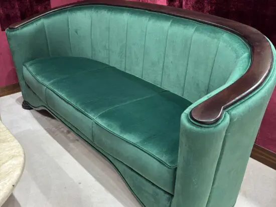 5 x Art Deco Velvet Green 3 seater sofas.
