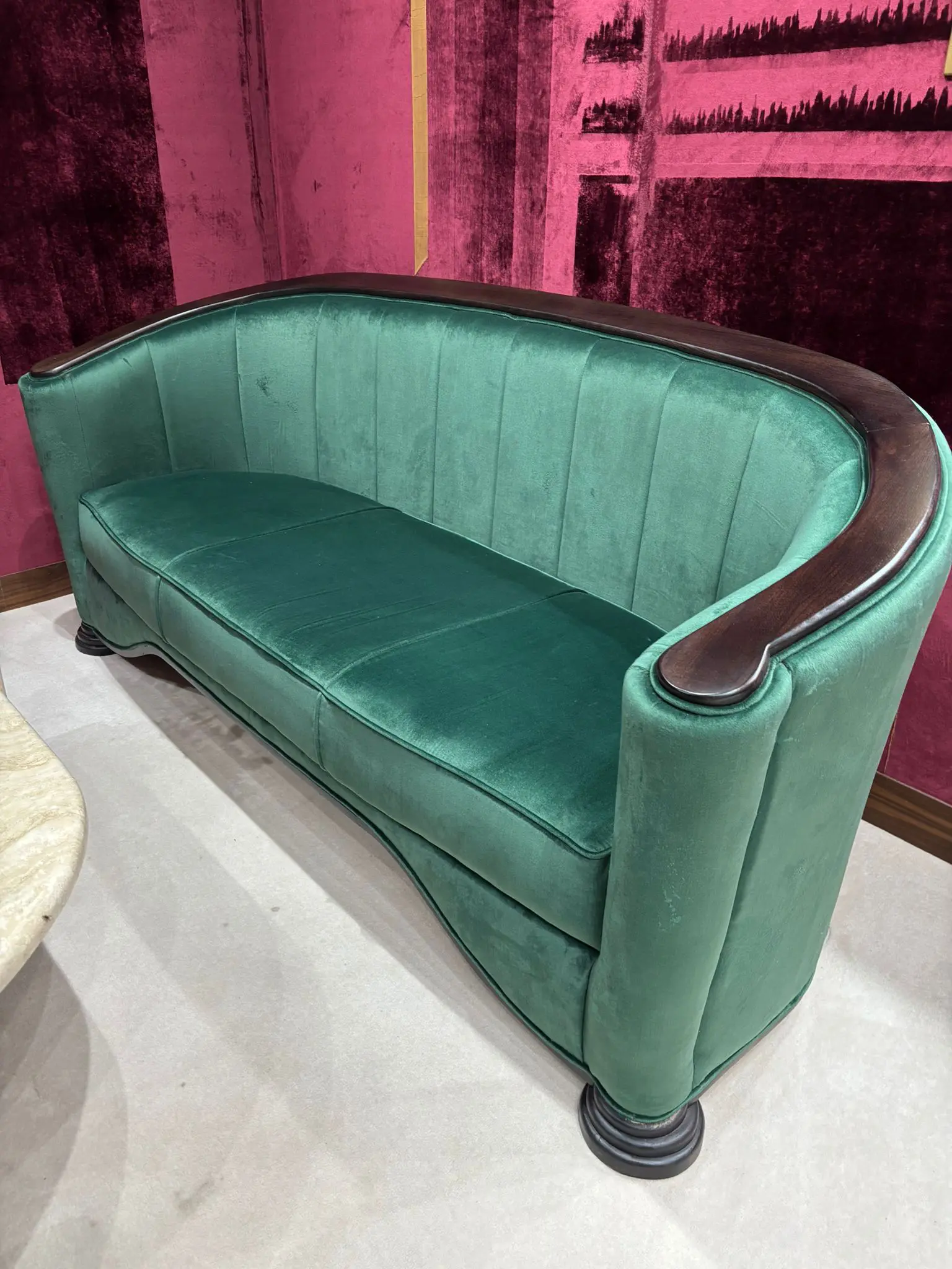 5 x Art Deco Velvet Green 3 seater sofas.