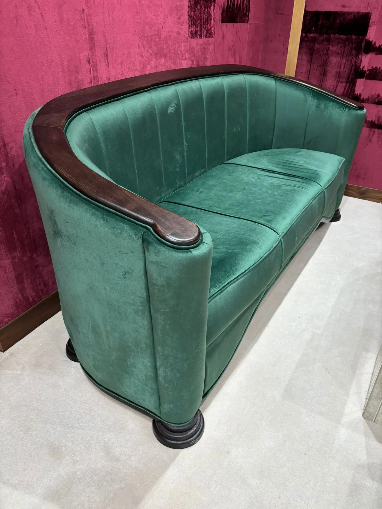 5 x Art Deco Velvet Green 3 seater sofas.