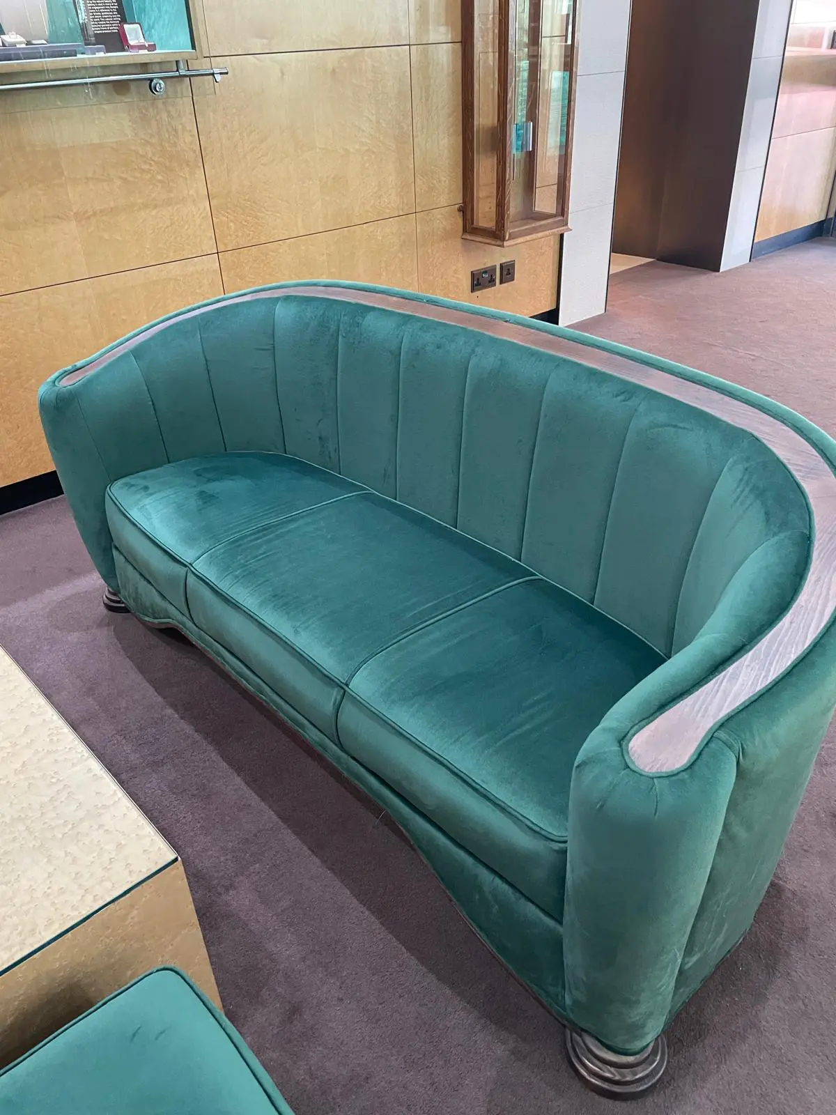 5 x Art Deco Velvet Green 3 seater sofas.