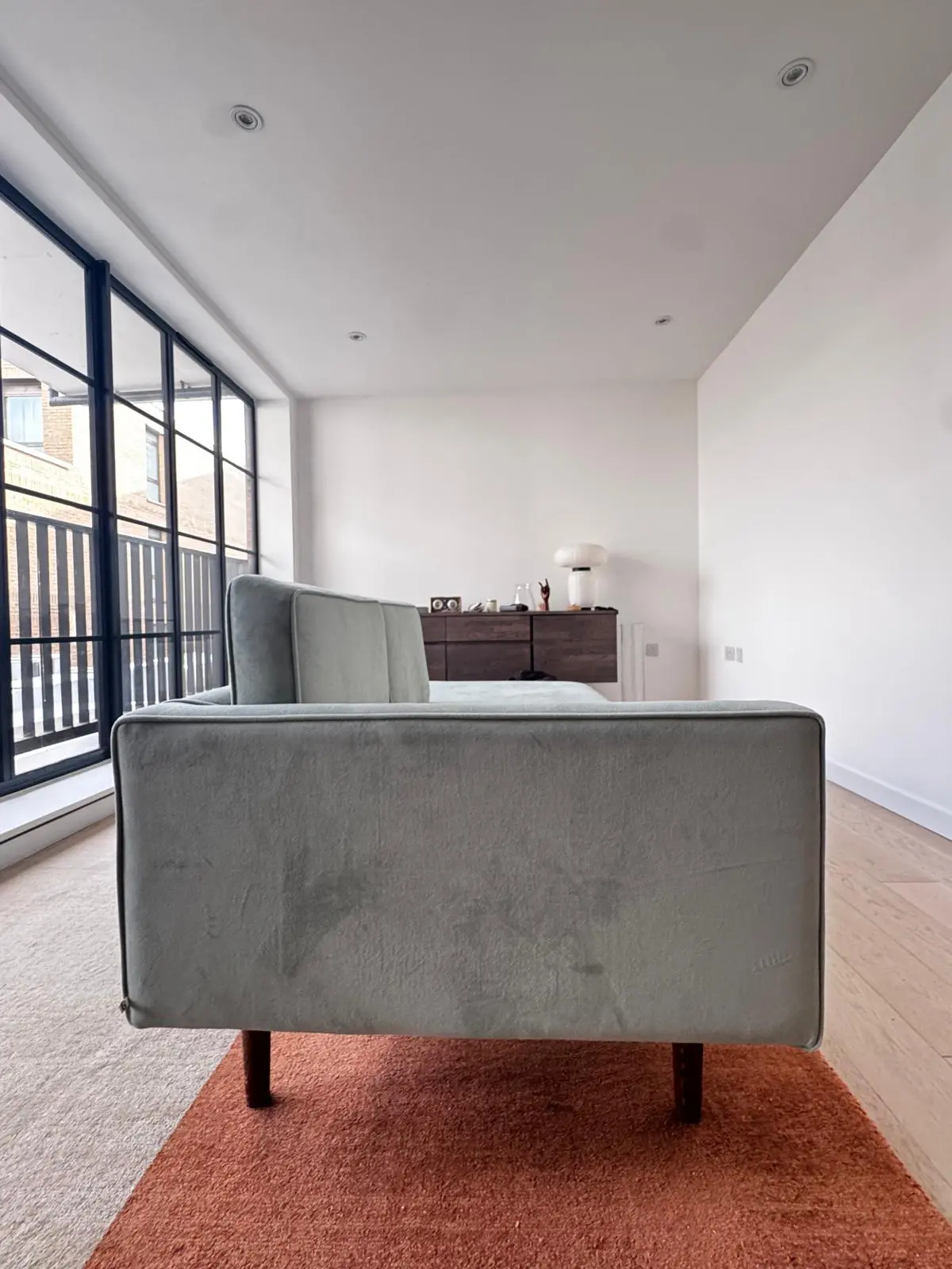 NEW Broste Copenhagen Wind Velvet Chaise Sofa in Chinois Green