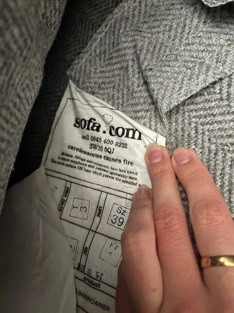 Sofa.com grey herringbone feather 4 seater sofa with footstool