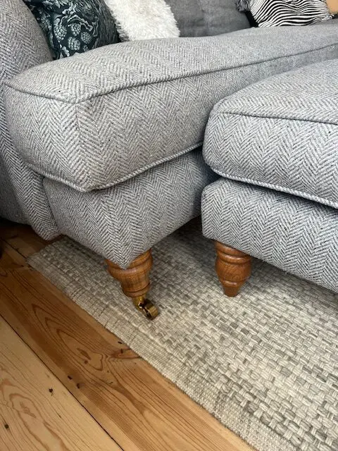 Sofa.com grey herringbone feather 4 seater sofa with footstool