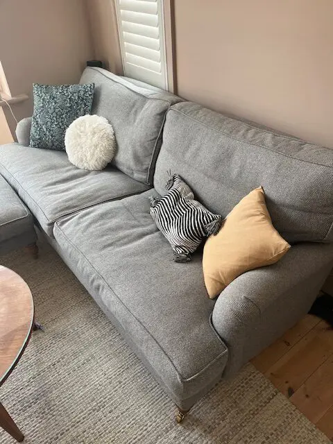 Sofa.com grey herringbone feather 4 seater sofa with footstool