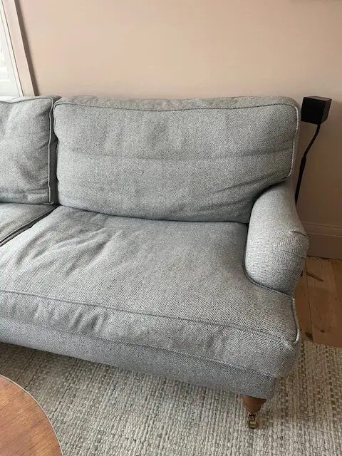 Sofa.com grey herringbone feather 4 seater sofa with footstool