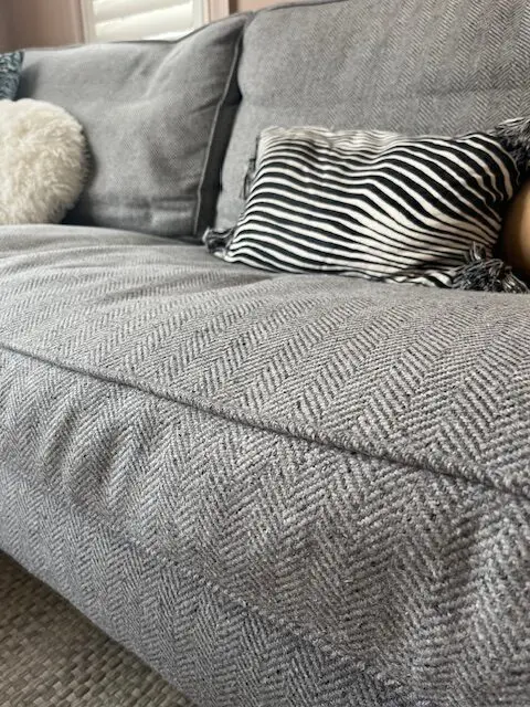 Sofa.com grey herringbone feather 4 seater sofa with footstool