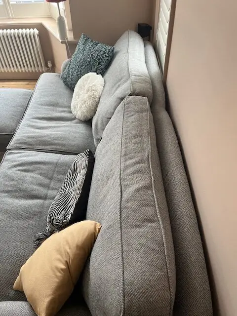 Sofa.com grey herringbone feather 4 seater sofa with footstool