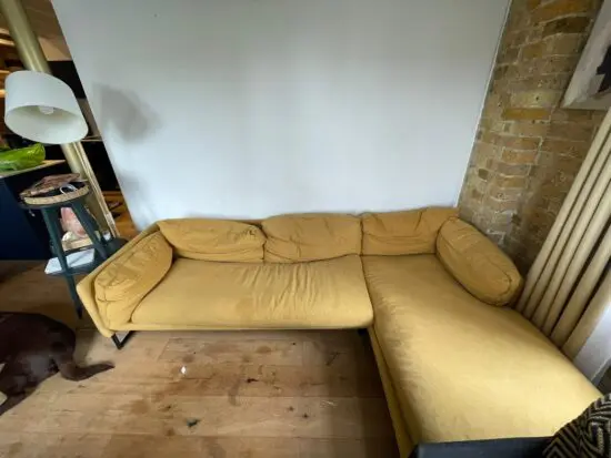 Yellow L-shaped sofa