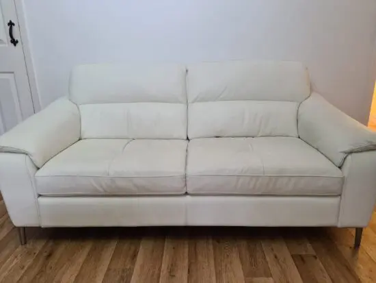 From Furniture Village, here are - Elegant White Leather Sofas – Set of Two (2-Seaters Each)