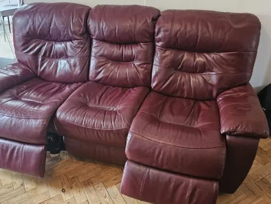 Burgundy 3 Seater electric recliner sofa