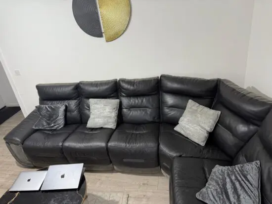 Premium Black Leather Reclining Corner Sofa – Excellent Condition