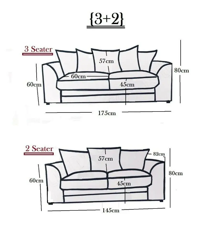 Black 3+2 Seater Sofa Set – Modern Living Room Suite – Comfortable Fabric Design – Durable & Stylish