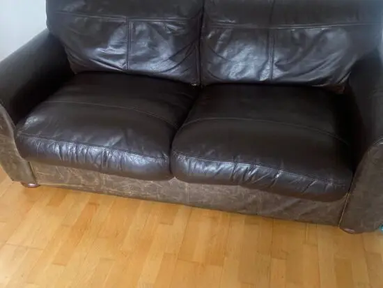 John Lewis Brown leather sofas