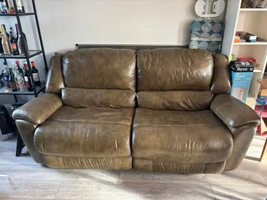 Brown Italian Leather Sofa 3 Seater