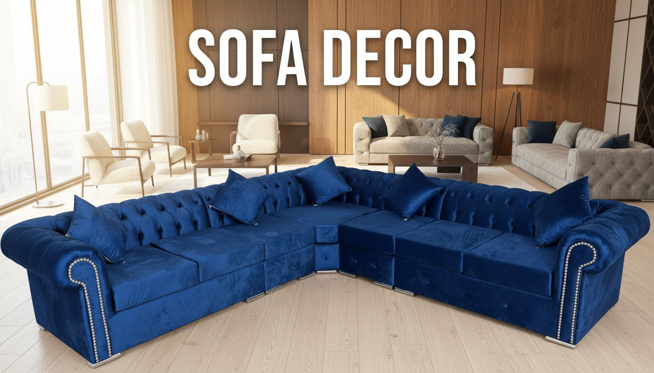 BLUE PLUSH VELVET FABRIC BEPOKE DESIGN CHESTERFIELD SOFA