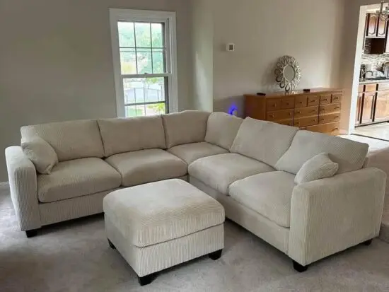 Dylan 5 Seater High Back Jumbo Cord Dual Arm With Matching Puffy