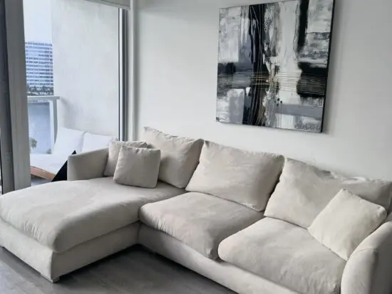 Sofology Cream Corner Sofa With Chaise Lounge For Sale