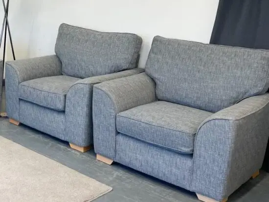 Next 3+1+1 Sofa Set upholstered in their grey boucle weave fabric.