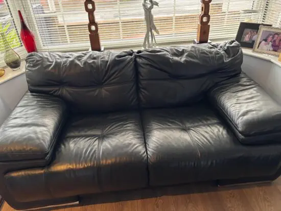 Black leather sofa
